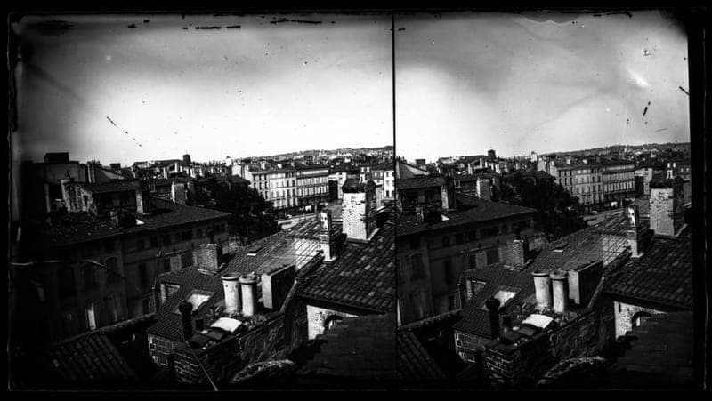 Panorama du quartier pris depuis les toits de l’hôtel Roguier, 3 rue des Prêtres, entre 1872 et 1887.